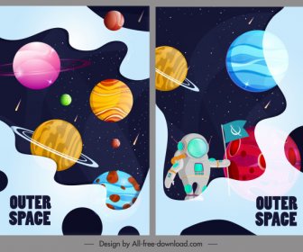 خلفيات الفضاء الخارجي الملونة الكواكب ديكور رائد فضاء