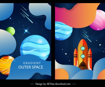 космического фона разноцветных современных планет космического корабля дизайн