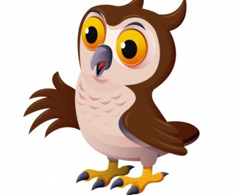 Owl Bird Icon Colorful Cartoon Character Sketch