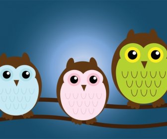 Owl Family Vector Illustration With Cartoon Style