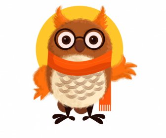 Owl Icon Cute Stylized Cartoon Character Sketch