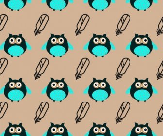 Owls And Feathers Background Repeating Pattern Design