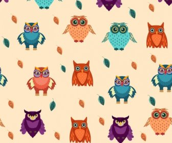 Owls Background Colorful Repeating Design