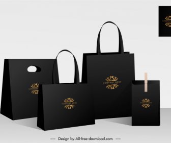 Sacos De Embalagem Publicidade Banner Elegante Design Preto