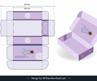 グラハムボールテンプレートエレガントな紫色のフラット3Dスケッチのパッケージ化