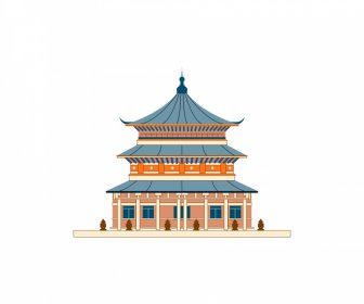 ícone Do Sinal Do Pagode Decoração Oriental Retro
