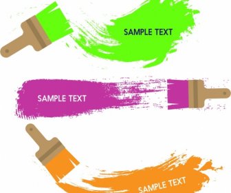 Paint Brush Icons Colorful Grungy Style