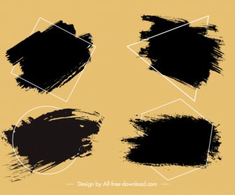 Paint Brush Templates Grunge Dark Black Geometry Decor