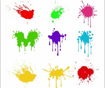 Paint Mark Icons Colorful Grunge Decoration