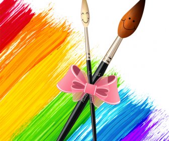 Paintbrush Drawing Tool Colorful Background