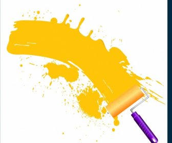 Pintura Trabalho Grunge Amarelo Decoração Escova ícone De Desenho