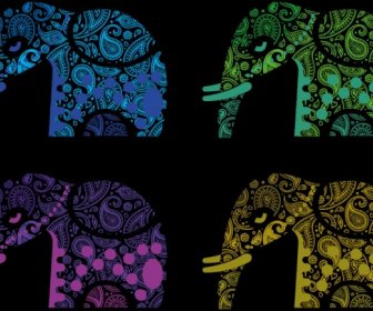 ペイズリー柄インド象の抽象的なベクトル
