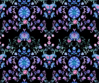 Paisley With Flower Vector Seamless Patterns