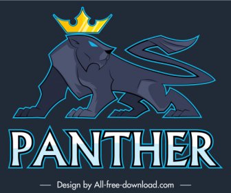 Panther Logotype Powerful Decor Modern Colored Flat Sketch