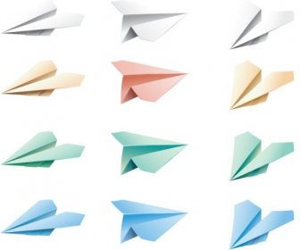 Iconos De Avión De Papel Coloreado Diseño 3d
