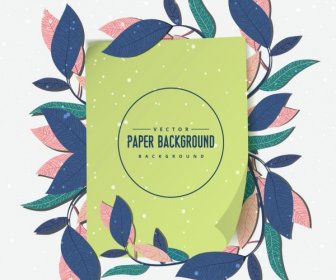 Paper Background Retro Green Design Leaves Decoration
