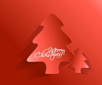 Paper Cut Christmas Tree Design Vector