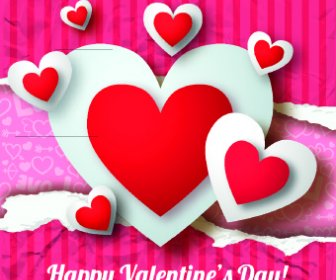 Paper Heart Valentine Day Vector Background