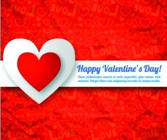 Paper Heart Valentine Day Vector Background