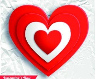 Kağıt Kalp Sevgililer Günü Vektör Arka Plan