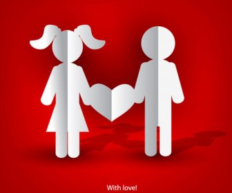 Paper People With Heart Vector