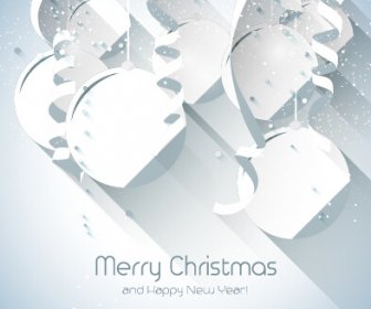 Papier Schneeflocken Und Weihnachtskugeln Weihnachten Hintergrund