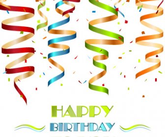 Paper Tapes With Confetti Happy Birthday Background Vector