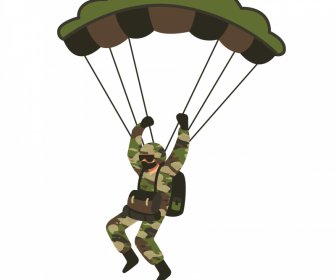 parachute trooper icon dynamic cartoon outline
