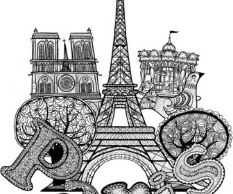 Paris Symbole Elemente Vektor