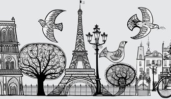 Париж символы элементы вектор 2