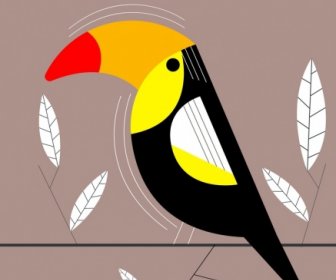 Papağan Arka Plan Klasik Renkli Düz Eskiz