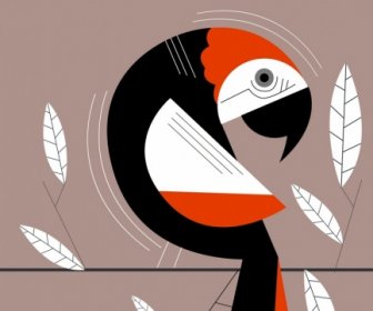 Burung Beo Latar Belakang Klasik Sketsa Desain Geometris