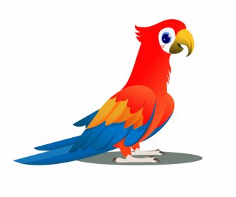 Ikon Burung Beo Warna-warni Sketsa Kartun