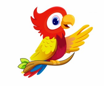 Parrot Icon Colorful Modern Cartoon Design