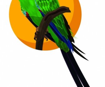 鸚鵡圖示彩色3D設計