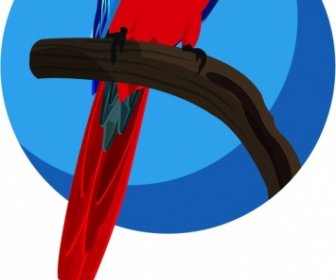 鸚鵡圖示畫深紅色藍色素描