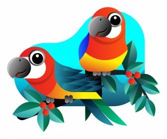 Papagaio Pintura Brilhante Esboço Plano Colorido