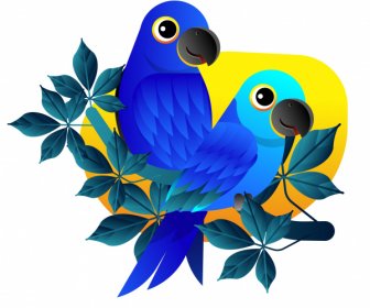 Parrot Painting Bright Modern Colored Design Perching Sketch