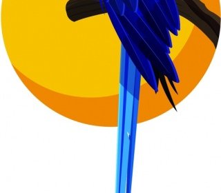 オウム絵画カラフルな鳥のアイコンの輪郭