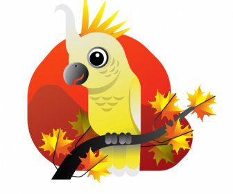 Burung Beo Lukisan Warna-warni Datar Sketsa