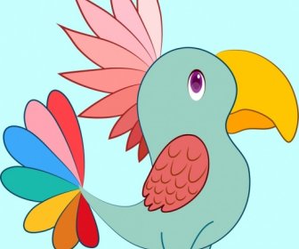 Parrot Painting Colorful Handdrawn Decor
