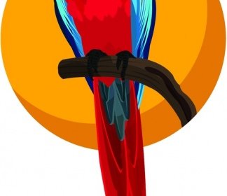 Parrot Painting Colorful Icon Cartoon Design