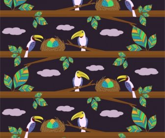 Parrots Nests Pattern Background Colored Repeating Style