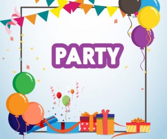 Party Banner Colorful Balloons Gift Boxes Ribbons Decor