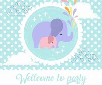 Party Banner Elephants Icon Multicolored Flat Decor