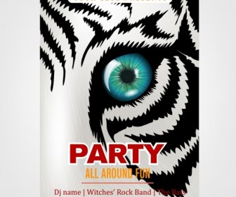 Party Flyer Template Tiger Face Decoration