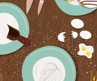 Pastry Background Ingredients Hand Tool Flour Icons