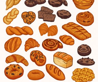 Pastry Design Elements Bread Cakes Sketch Retro Handdrawn