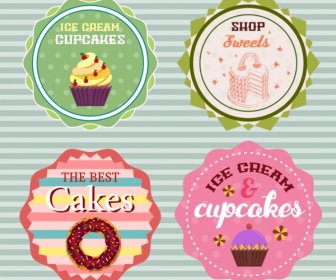 Pastry Shop Logotypes Multicolored Serrated Circles Design