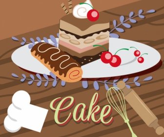 Pasty Background Cream Cakes Kitchenware Icons